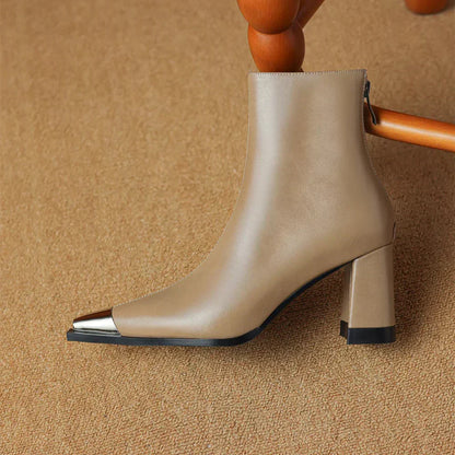 Women's Block Heel Boots Pointed Toe Closed