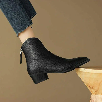 Women's Pointed Ankle Boots Slip On Heel Design