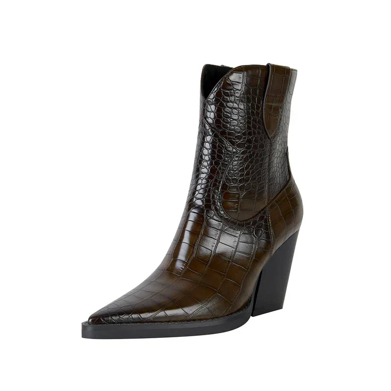 Women's Block Heel Pointed Toe Boots