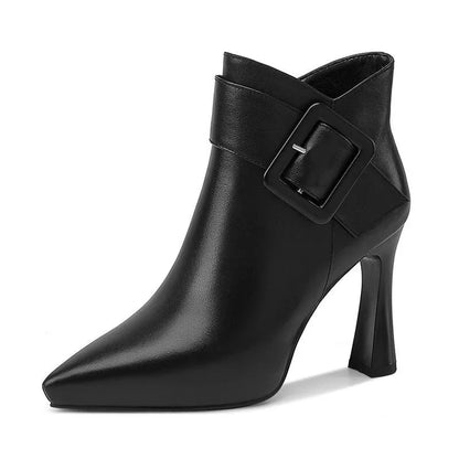 Women's Buckle Strap High Heel Boots