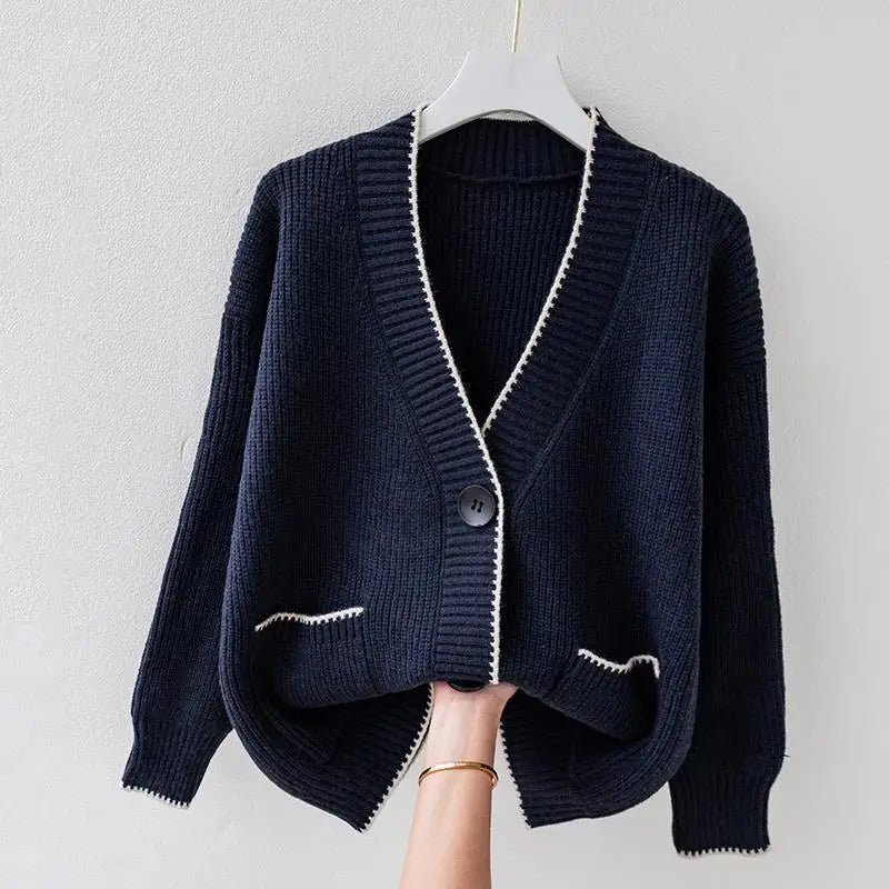 Women's V-Neck Cardigan Loose Fit