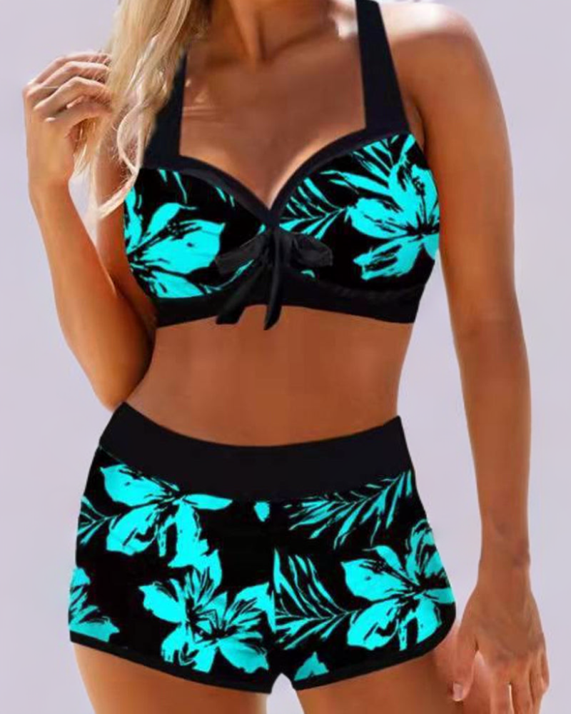 Women's High Waist Floral Swimsuit - VibreMode