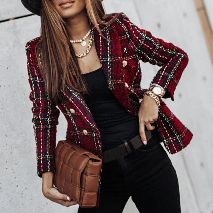 Women's Patterned Blazer Gold Button - VibreMode