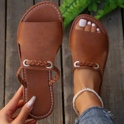 Women's Square Toe Flat Sandals Comfortable Summer - VibreMode