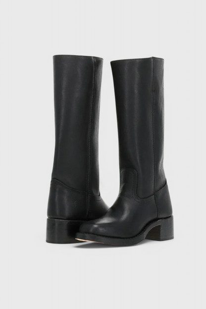 Women's Knee High Boots Stacked Heel Round Toe