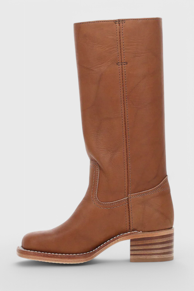 Women's Leather Knee High Boots With Heels