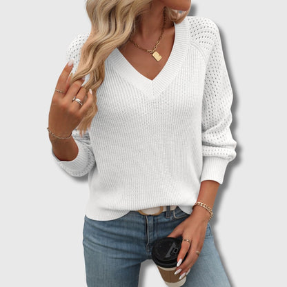 Elegant Women's V-Neck Sweater Jade Green
