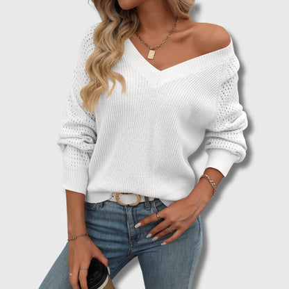 Elegant Women's V-Neck Sweater Jade Green
