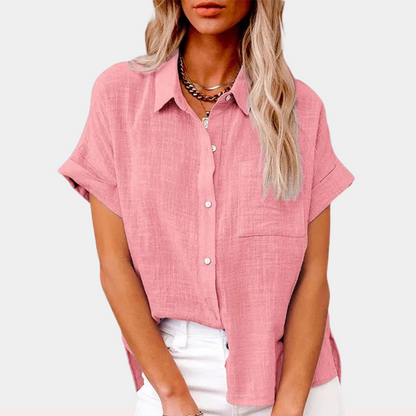 Women's Cotton Blouse Lightweight Beige - VibreMode