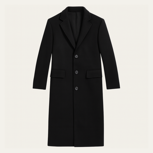 Pembroke Men's Wool Single Breasted Coat Black - VibreMode