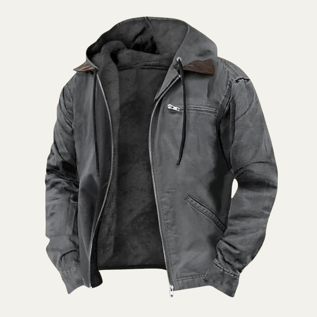 Men's Fleece Lined Hooded Jacket Winter Warm