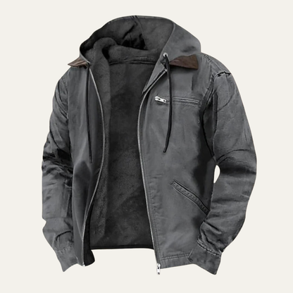 Men's Fleece Lined Hooded Jacket Winter Warm