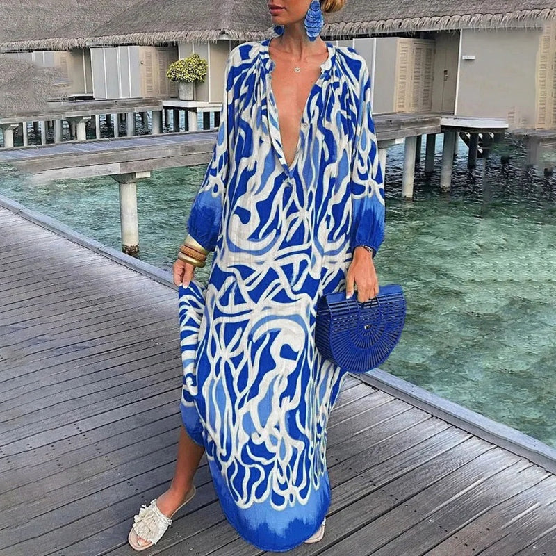 Relaxed Fit Beach Cover Up with Vibrant Print
