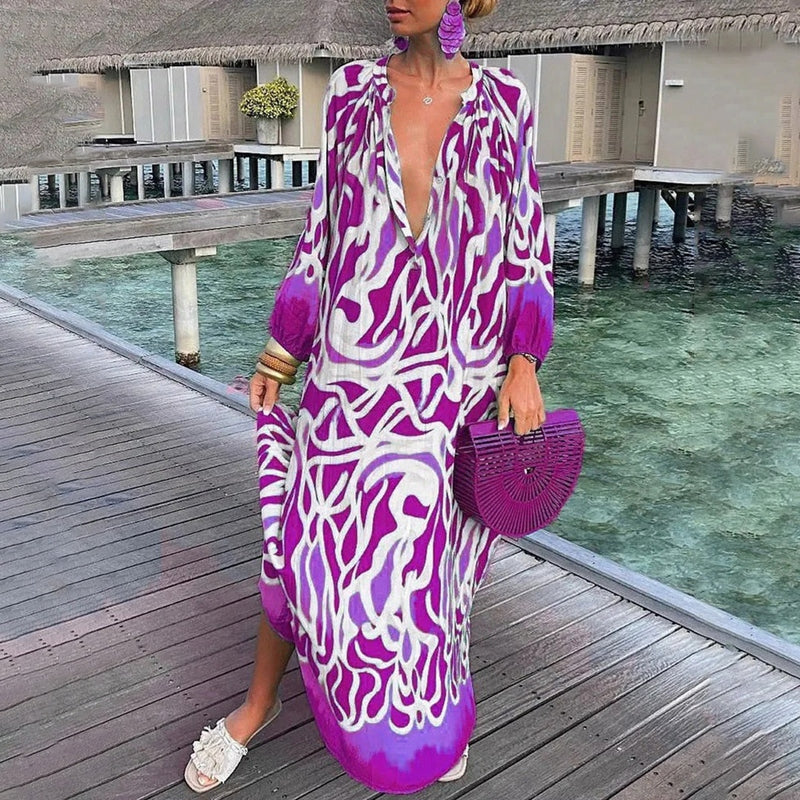 Relaxed Fit Beach Cover Up with Vibrant Print