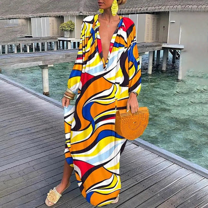 Relaxed Fit Beach Cover Up with Vibrant Print