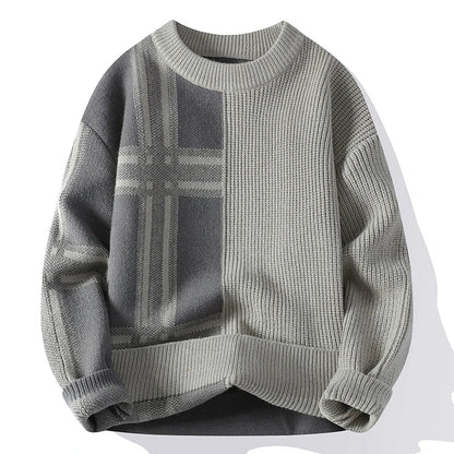 Men's Crew Neck Jumper Patchwork Knitwear