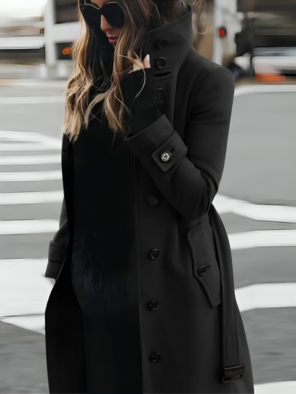 Classic Ladies Long Button Trench Coat
