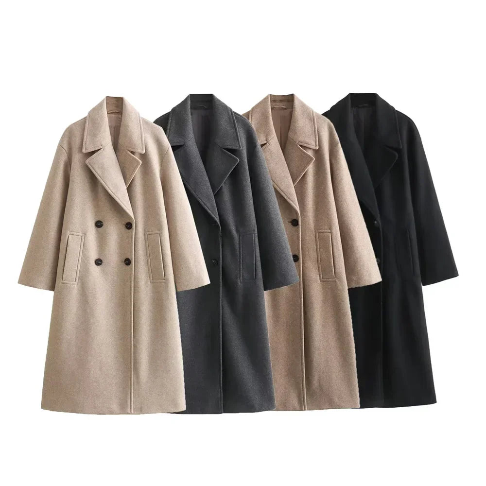 Women's Double Breasted Long Coat Tailored