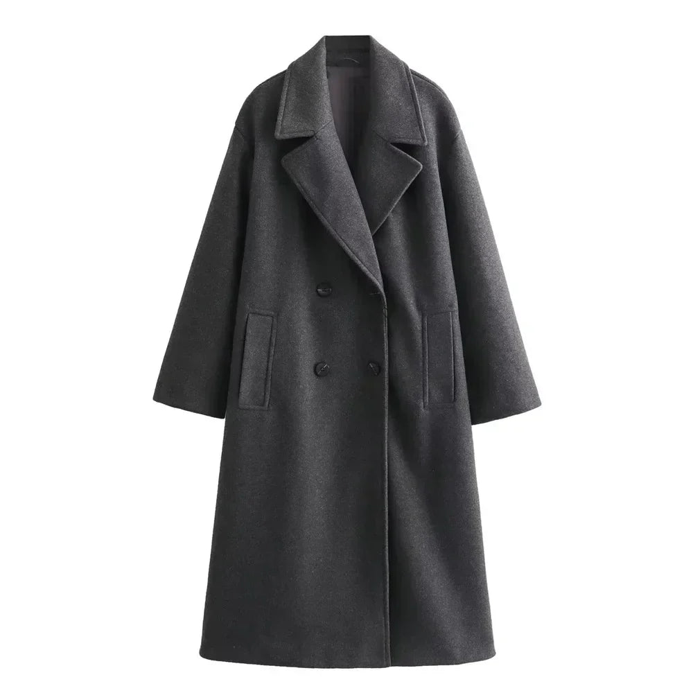 Women's Longline Coat Wide Lapel