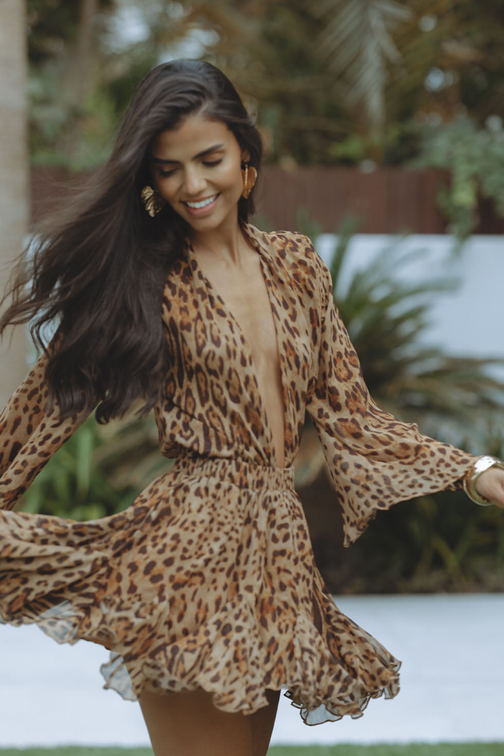 Vibrant Animal Floral Mini Dress