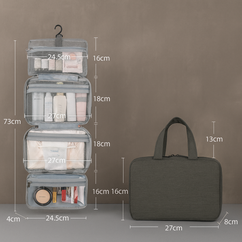 Travel Toiletries Bag Multi Compartment Organiser - VibreMode