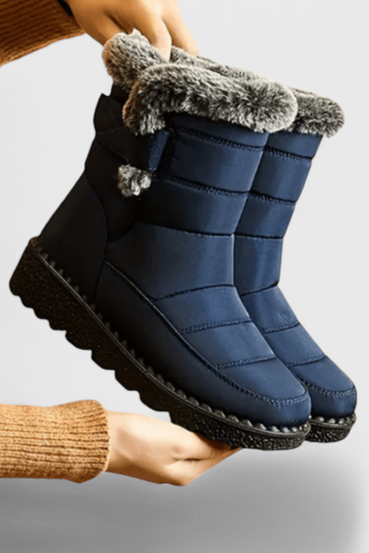 Women's Mid Ankle Flat Boots Padded Collar - VibreMode