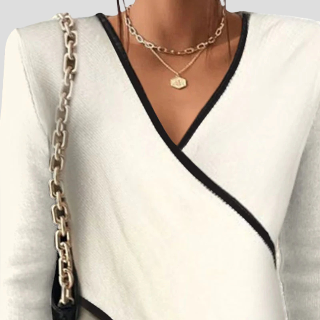Women's V-Neck Sweater Refined Knit Style