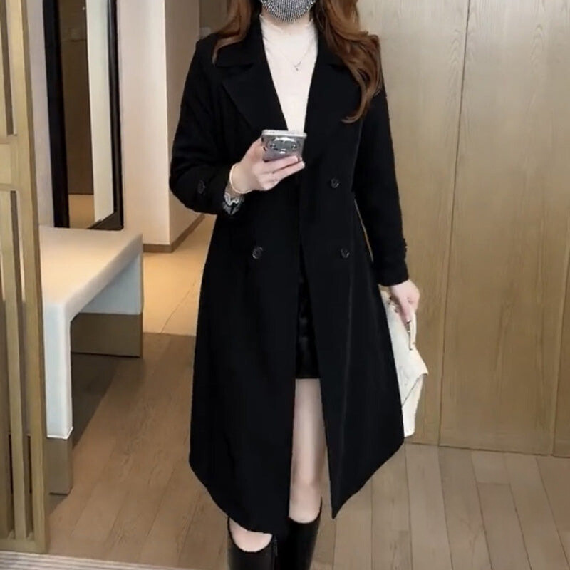 Women's Long Double Breasted Coat - VibreMode