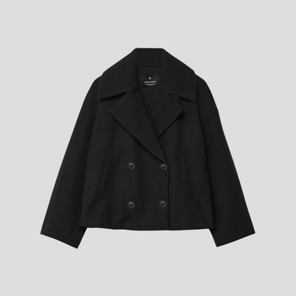 Double Breasted Short Coat Elegant Wool