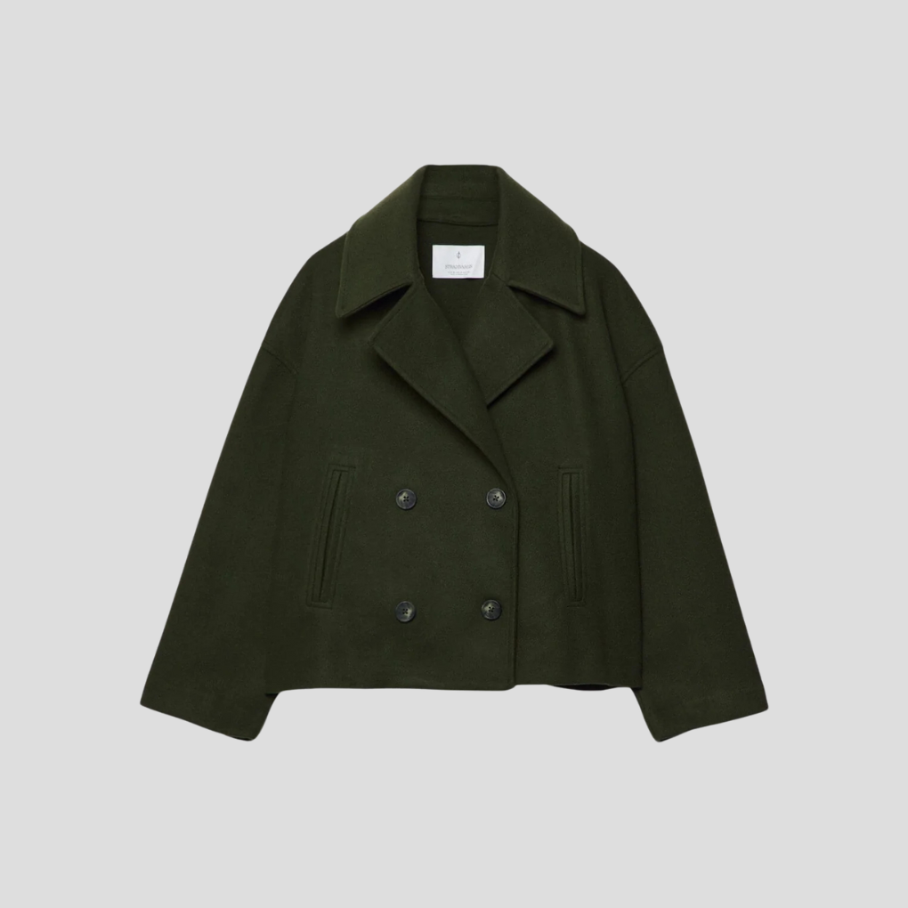 Double Breasted Short Coat Elegant Wool