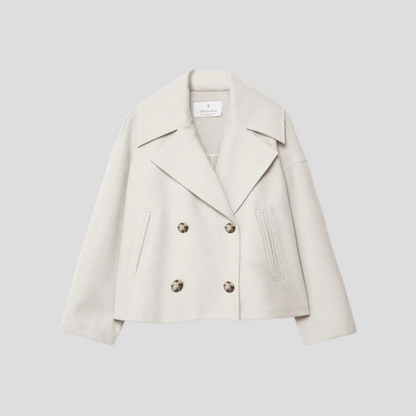 Double Breasted Short Coat Elegant Wool - VibreMode
