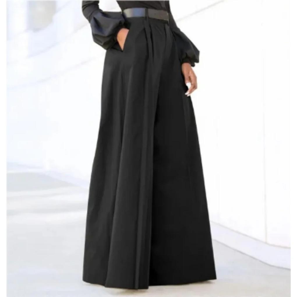 Women's Wide Leg Trousers Relaxed Fit Solid Color - VibreMode