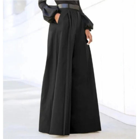 Women's Wide Leg Trousers Relaxed Fit Solid Color - VibreMode
