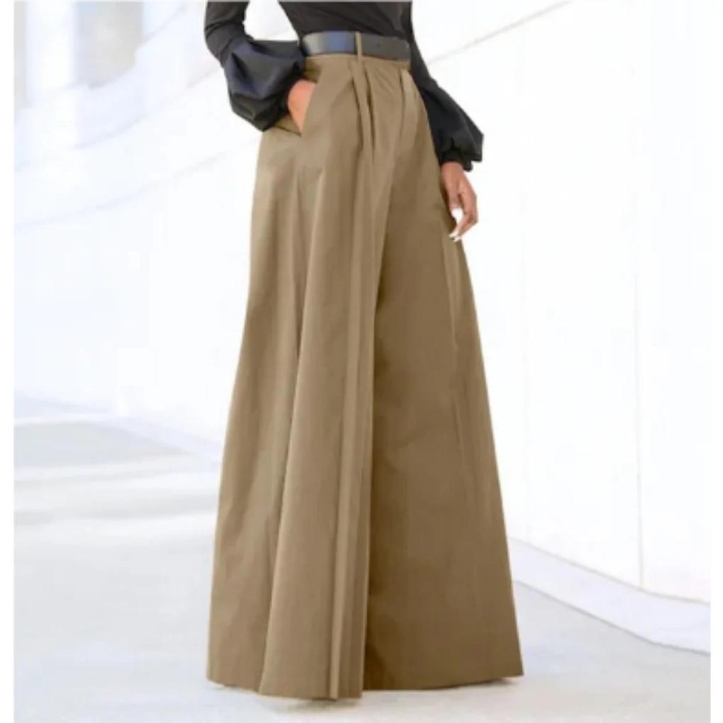 Women's Wide Leg Trousers Relaxed Fit Solid Color