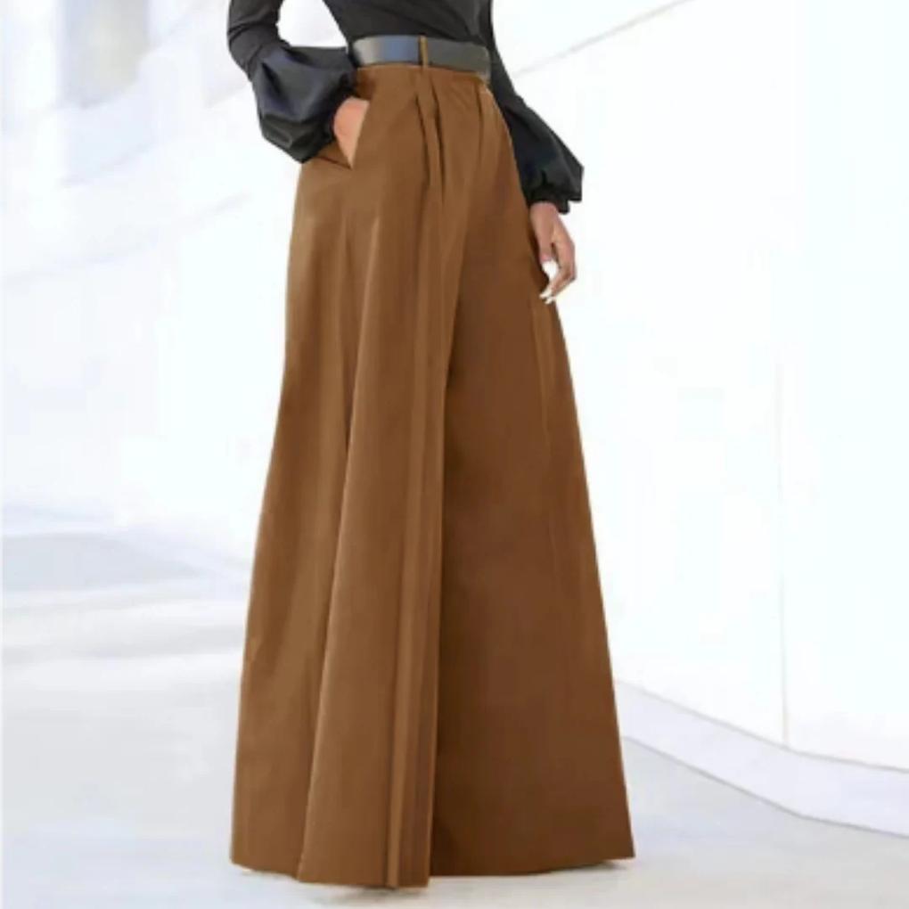 Women's Wide Leg Trousers Relaxed Fit Solid Color