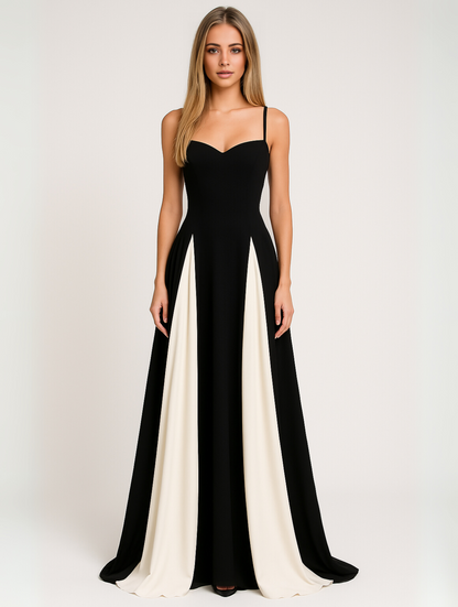 Women's Elegant Contrast Panel Dress - VibreMode