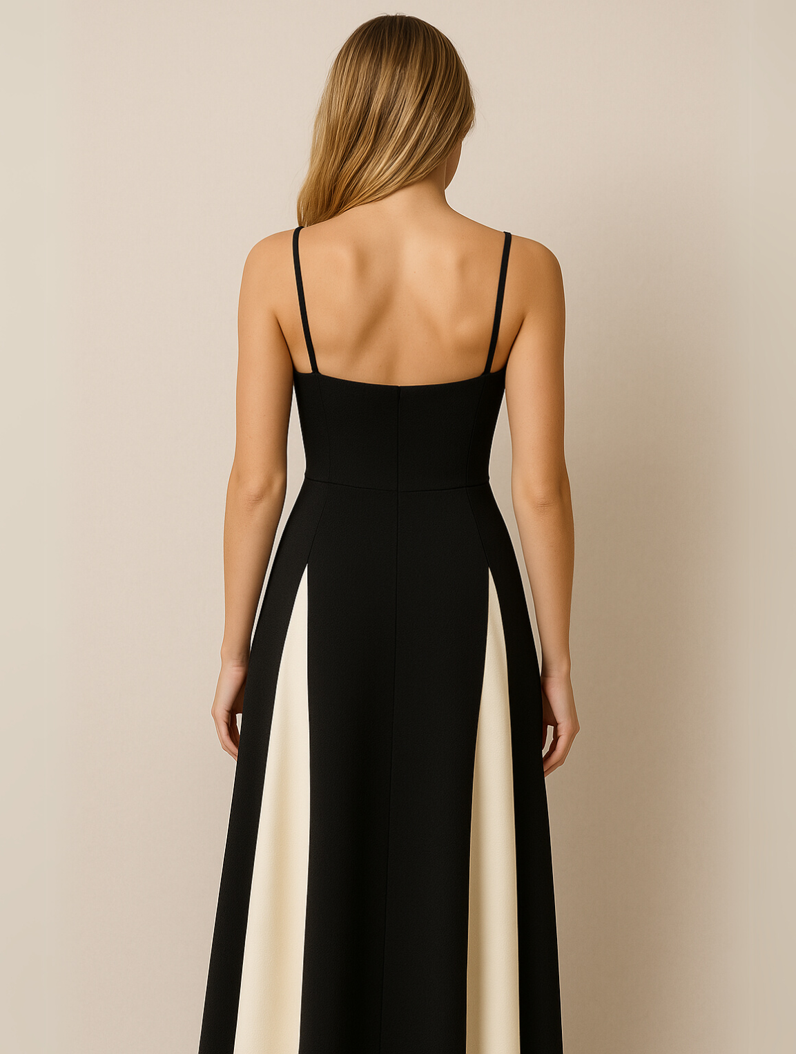 Women's Elegant Contrast Panel Dress