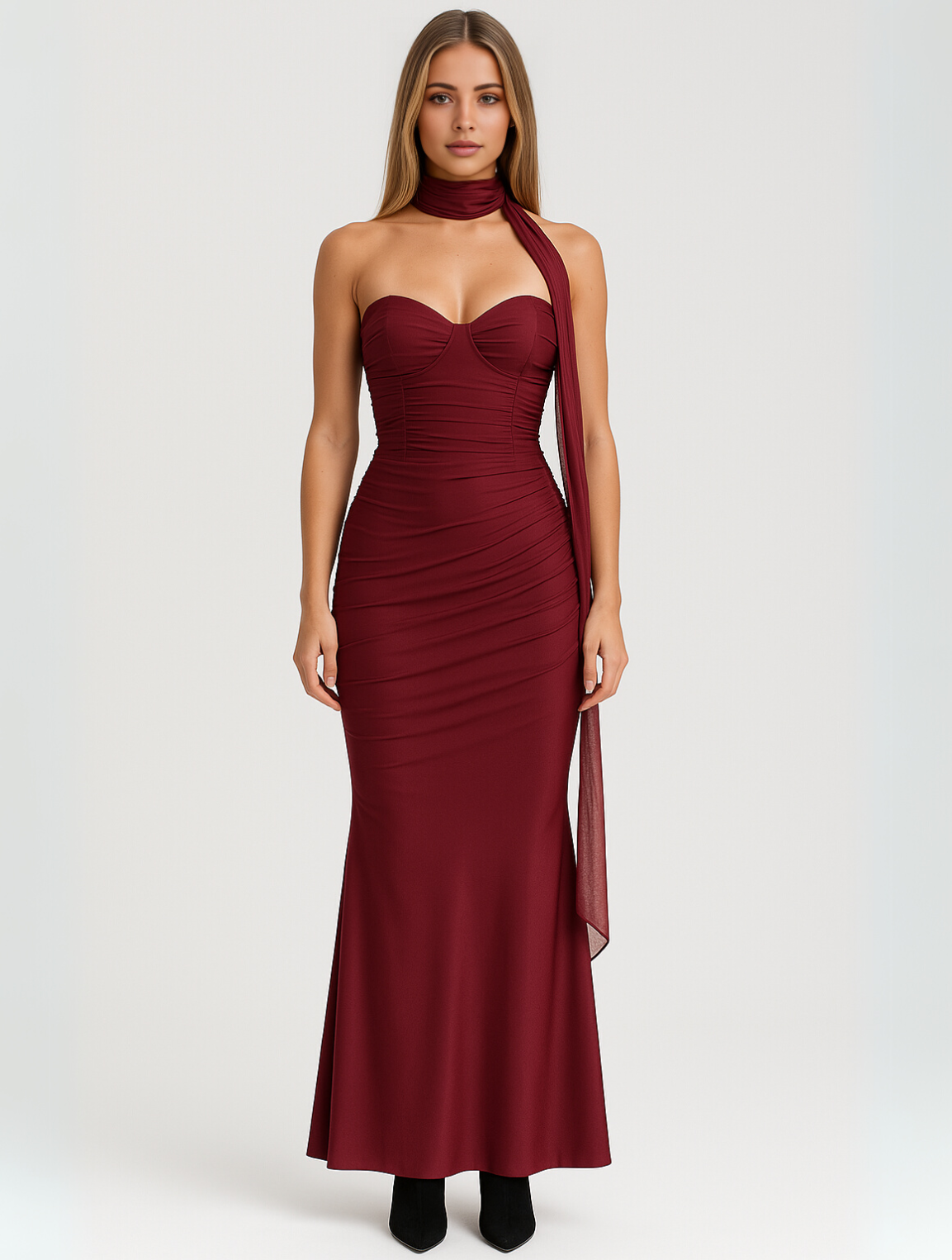 Women's Strapless Choker Dress Elegant