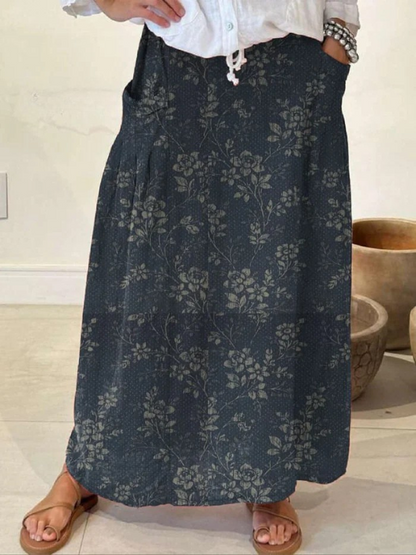 Women's Floral Pocket Skirt Elastic Waistband