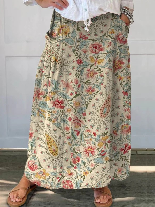 Women's Floral Print Pocket Skirt - VibreMode