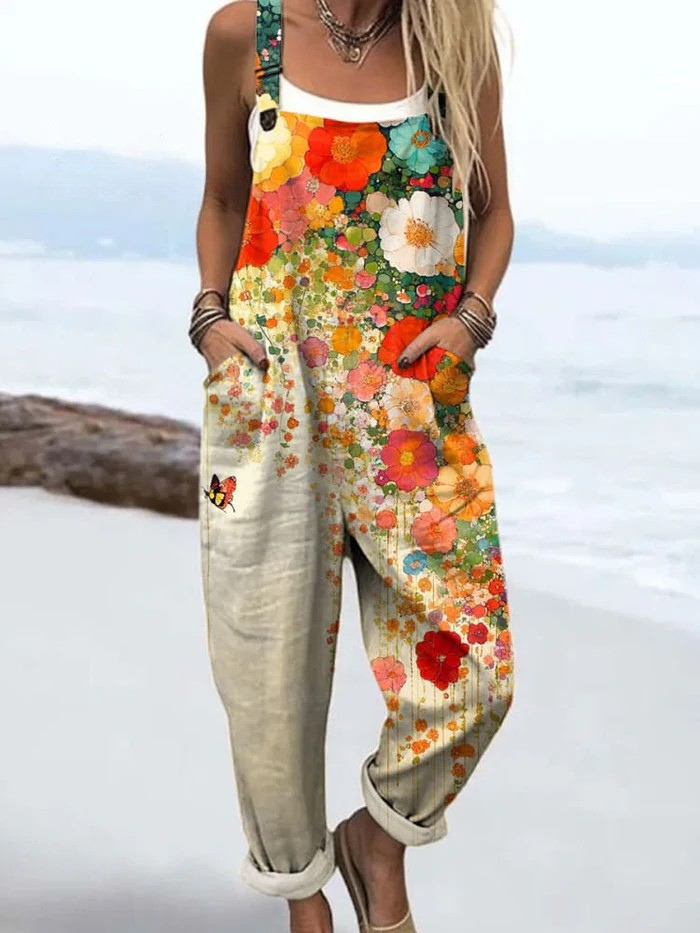 Women's Floral Jumpsuit Vintage Style - VibreMode