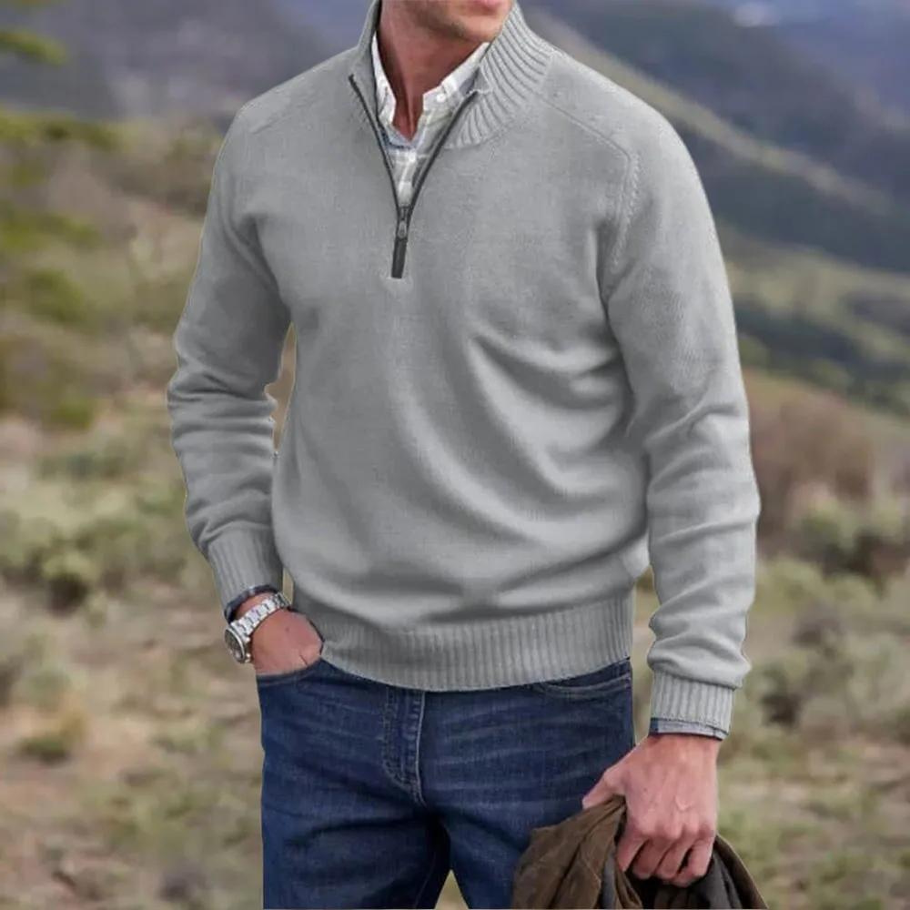 Elegant Cashmere Sweater Autumn Zipper