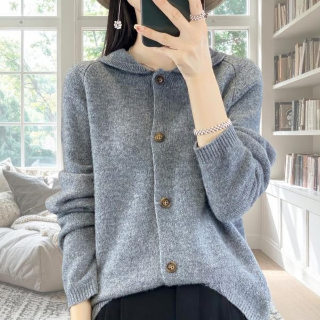 Women's Cardigan Front Button Detail - VibreMode