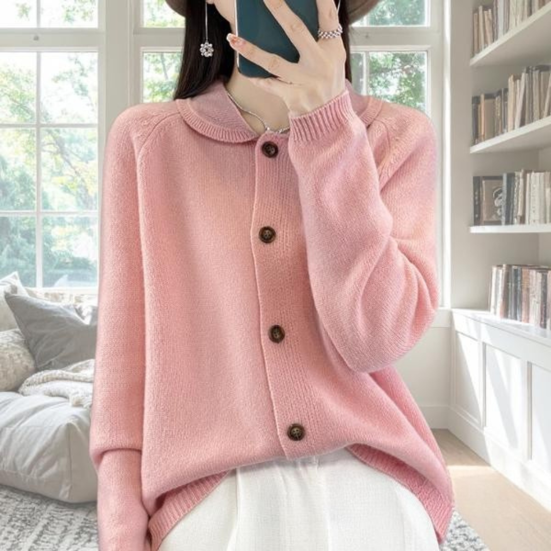Women's Collared Button Cardigan Long Sleeve