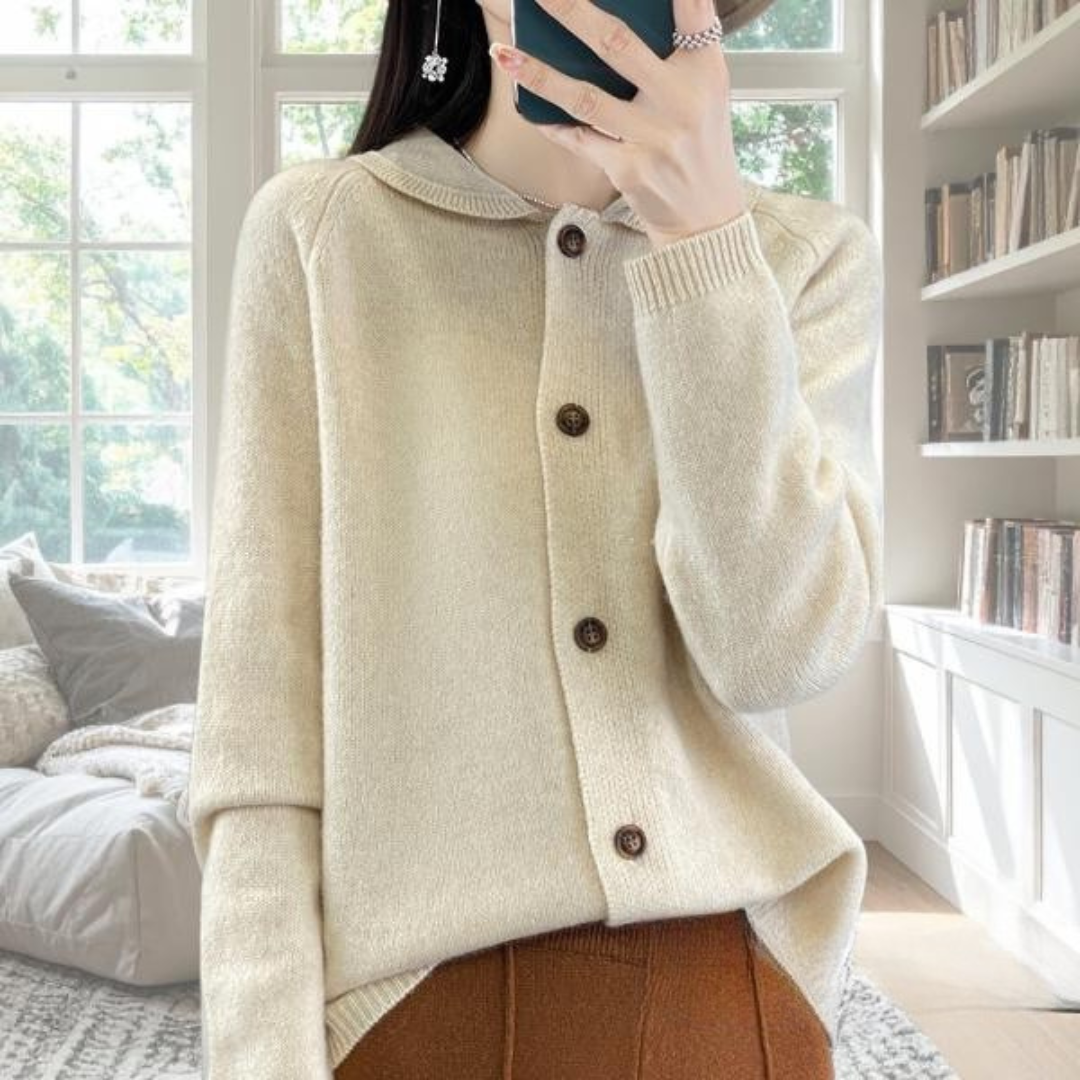 Women's Collared Button Cardigan Long Sleeve