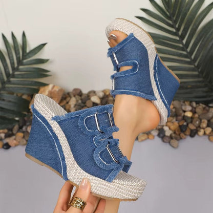 Women's Wedge Sandals Adjustable Buckle