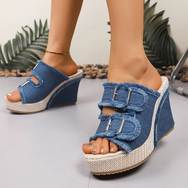 Women's Wedge Sandals Adjustable Buckle