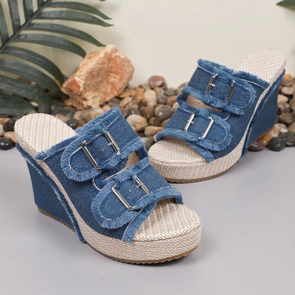 Women's Wedge Sandals Adjustable Buckle