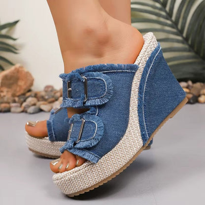 Women's Wedge Sandals Adjustable Buckle