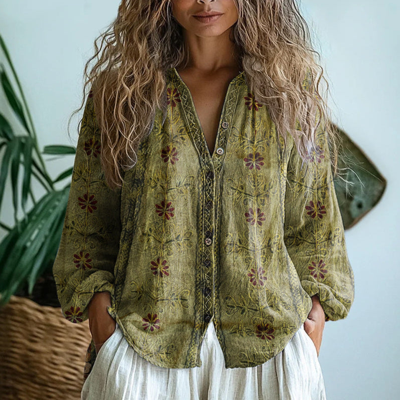 Women's Printed Long Sleeve Blouse